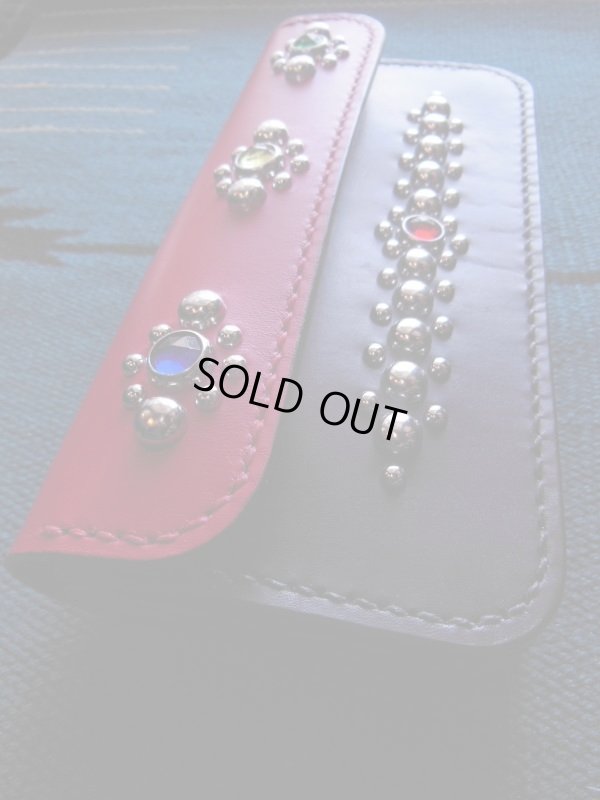 画像3: RAWHIDE STUDDED & JEWELED TRUCKERS WALLET LOT-501C/RED X BLACK