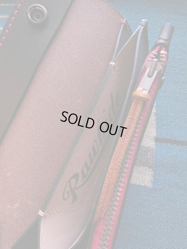 画像5: RAWHIDE STUDDED & JEWELED TRUCKERS WALLET LOT-501C/RED X BLACK/2