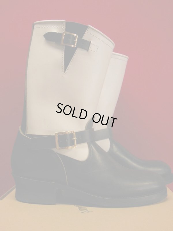 画像8: Attractions 新型 Lot.444 ENGINEER BOOTS(HORSE BUTT)エンジニアブーツ/BLACKXWHITE/限定ブラスバックル/9D