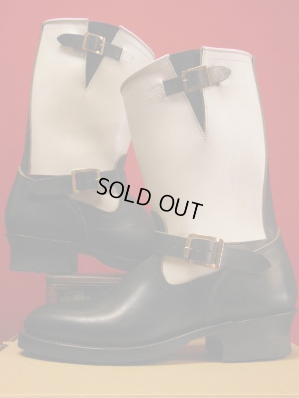 画像4: Attractions 新型 Lot.444 ENGINEER BOOTS(HORSE BUTT)エンジニアブーツ/BLACKXWHITE/限定ブラスバックル/9D