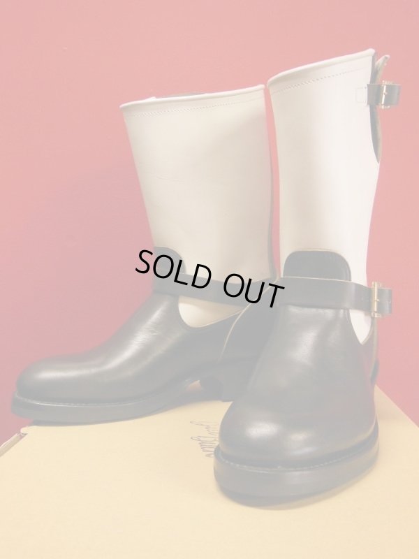画像9: Attractions 新型 Lot.444 ENGINEER BOOTS(HORSE BUTT)エンジニアブーツ/BLACKXWHITE/限定ブラスバックル/9D