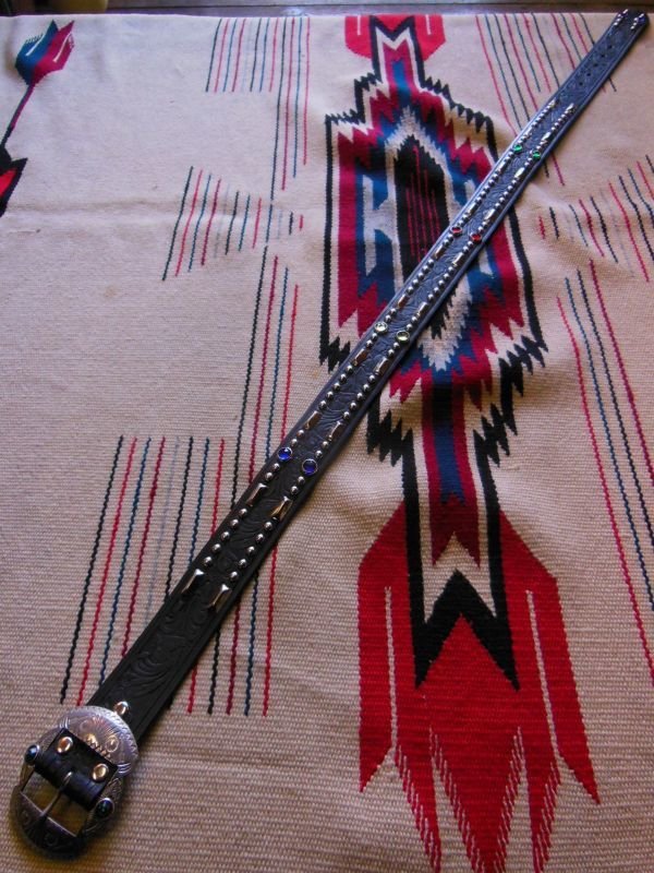 画像3: RAWHIDE STUDDED & JEWELED BELT LOT-213/ 1-1/2"[38MM] 
