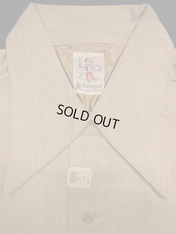 画像7: 1950'S DEADSTOCK ART VOGUE FLECK BEIGE RAYON SHIRT SZ/L
