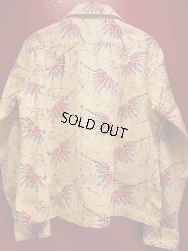 画像15: 1940'S LIONDALE NATIVE INDIAN LANDSCAPE PRINTED LEISURE COTTON SHIRT L/S/SZ/M