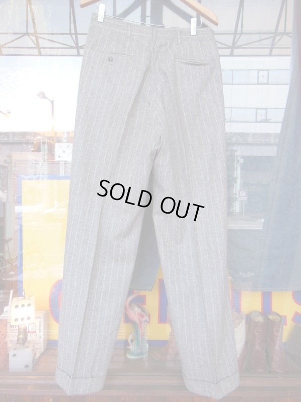 画像17: 1950'S UNKNOWN PINSTRIPE GRAY WOOL FLANNEL SLACKS SIZE/32X32