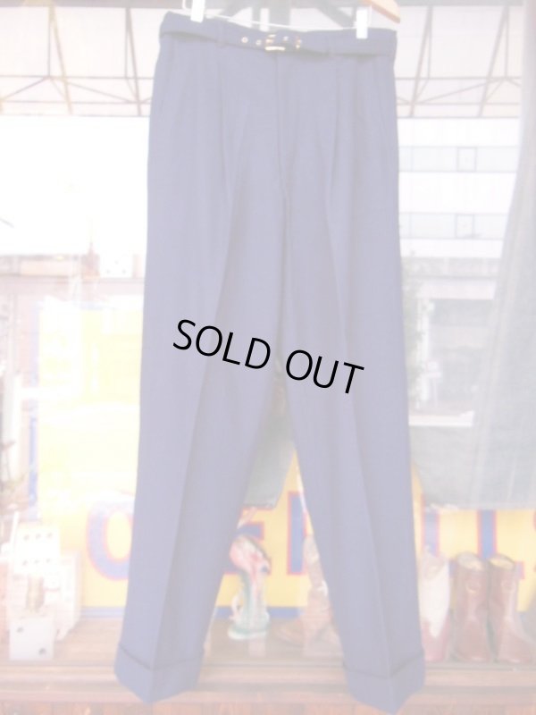 画像18: 1950'S UNKNOWN NAVY WOOL SLACKS W/BELT SIZE/34X32