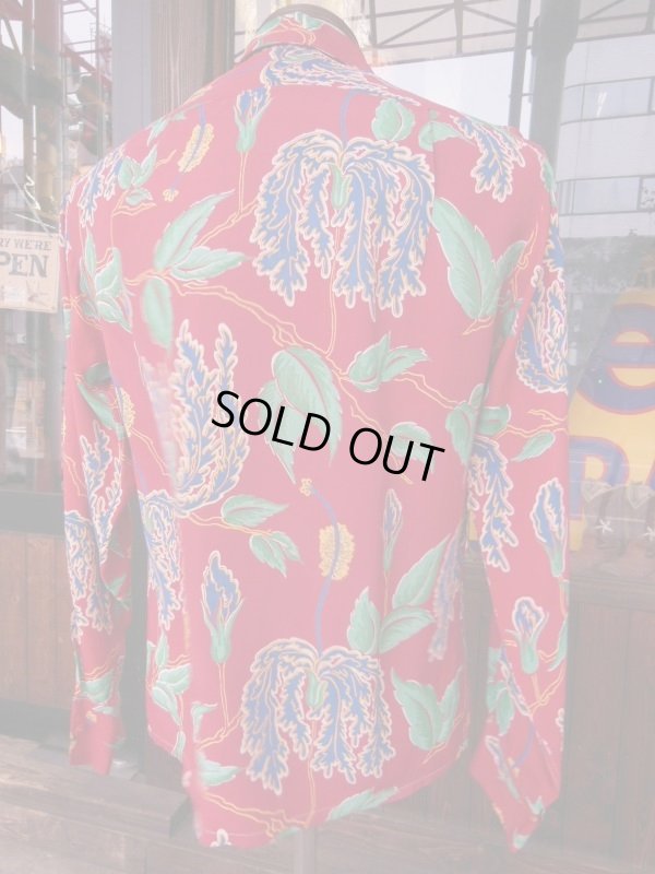 画像6: 1950'S MW CARIFORNIA TROPICAL FLOWER PRINTED RAYON HAWAIIAN SHIRT L/S/SZ/SMALL