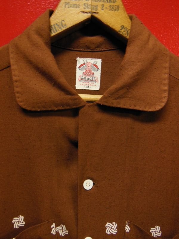 画像3: 1950'S〜 LANCER ATOMIC PATERN PRINTED BROWN FLECK RAYON SHIRT SZ/M