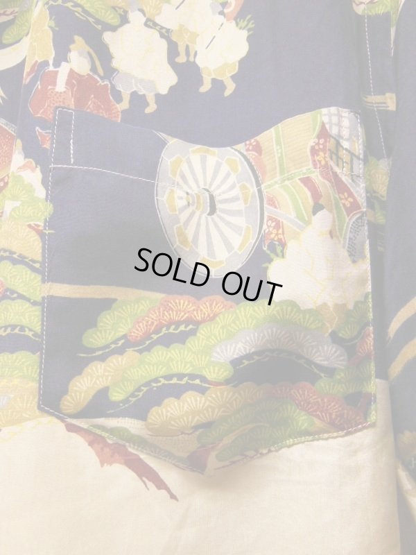 画像3: 1950'S UNKNOWN "HEIAN"LANDSCAPE JAPANESE RAYON HAWAIIAN SHIRT SZ/L 