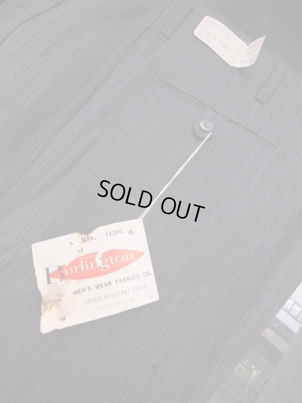 画像11: 1950'S DEADSTOCK BURLINGTON FLECK DARK GRAY RAYON ACETATE SLACKS W38