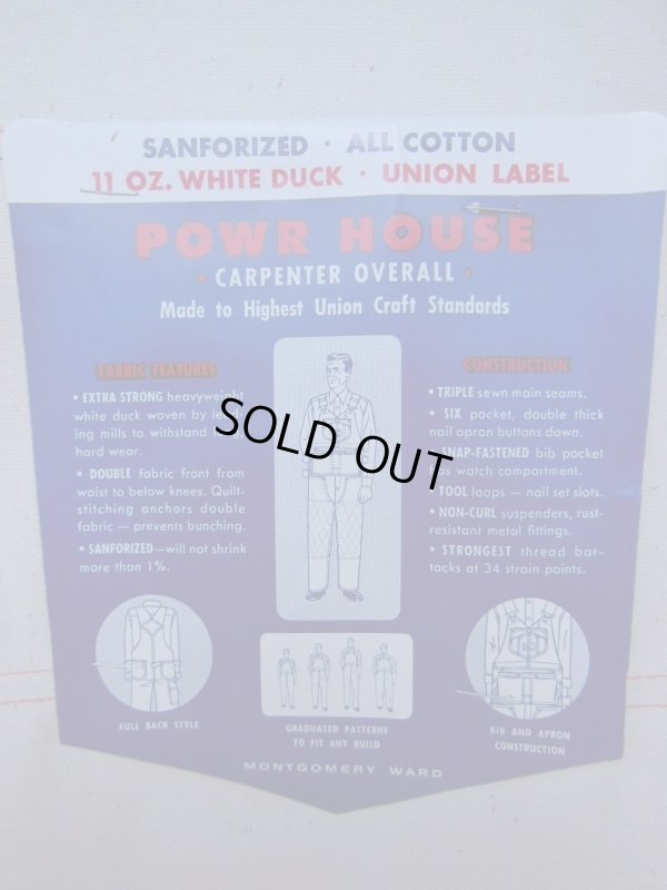 画像16: 1960'S DEADSTOCK POWER HOUSE 11OZ. WHITE DUCK CARPENTERS OVERALLS W/APRON SZ/32X32