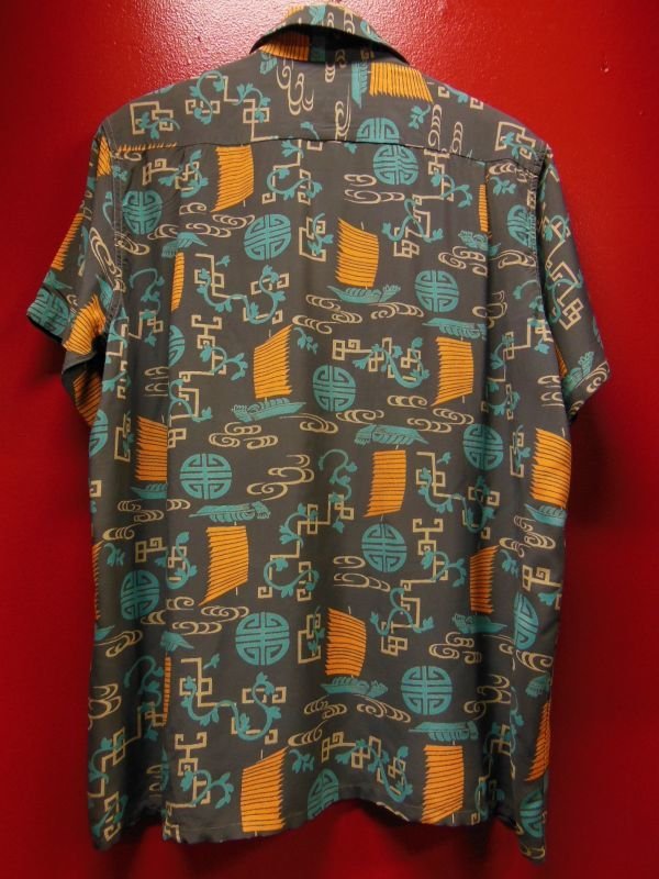 画像5: 1950'S　MANHATTAN ORIENTAL PRINT RAYON SHIRT SZ/M