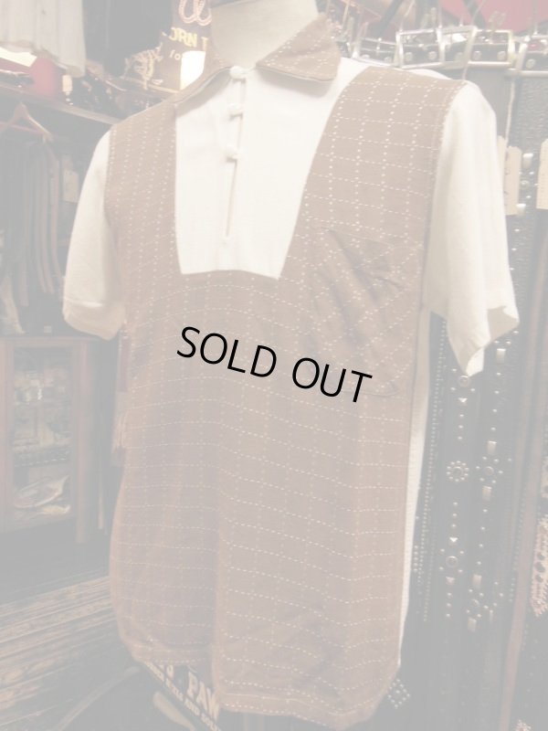画像9: 1950'S CAMPUS BROWN X WHITE TWO TONE RAYON PULLOVER SHIRT/M