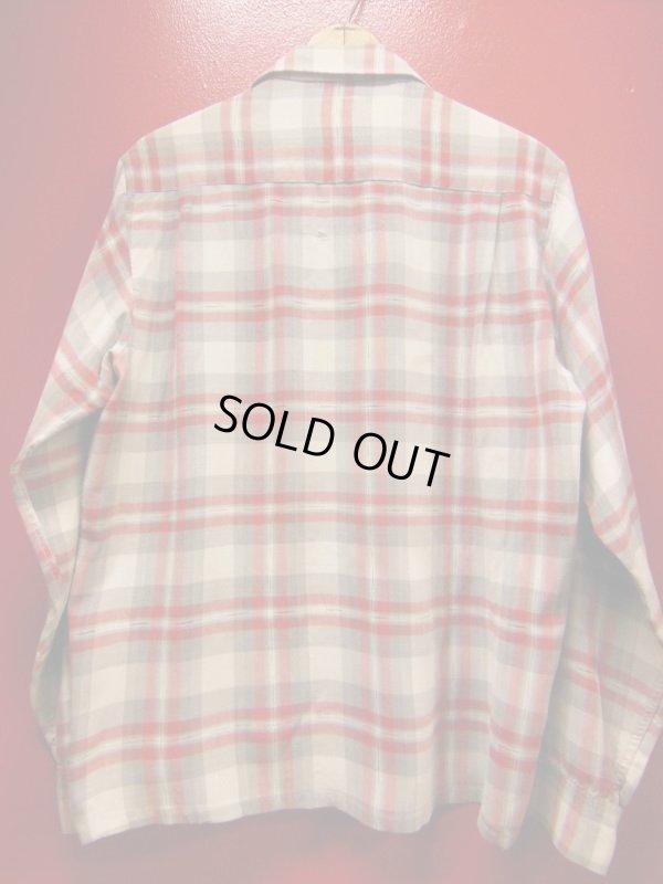 画像4: 1950'S〜 BLOCKS RED X GRAY PLAID RAYON SHIRT SZ/M