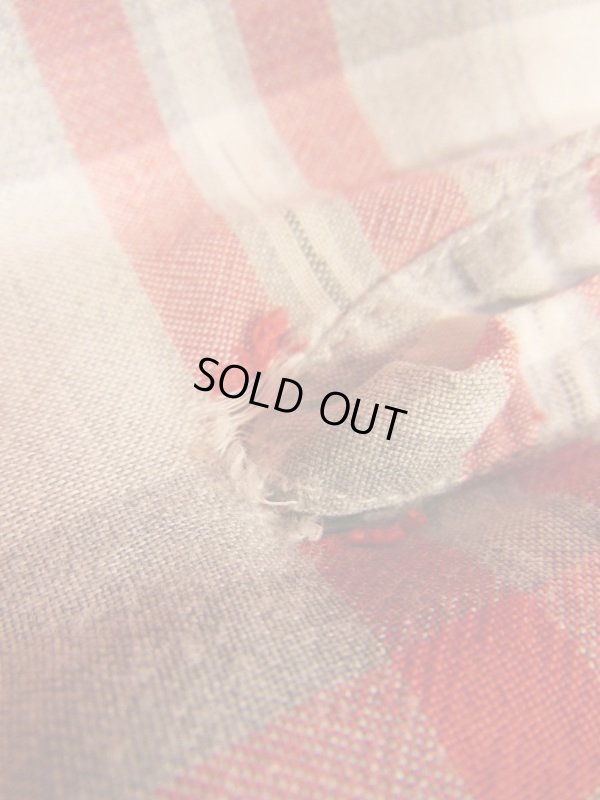 画像9: 1950'S〜 BLOCKS RED X GRAY PLAID RAYON SHIRT SZ/M