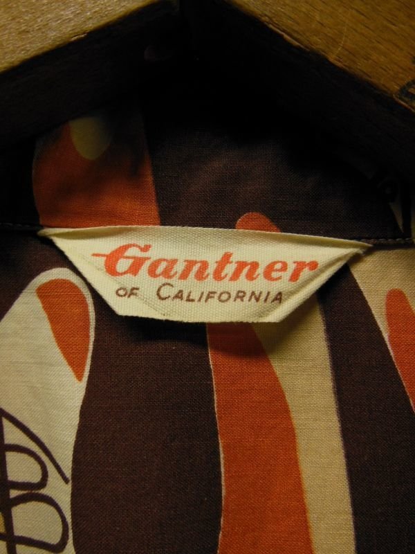 画像3: 1950'S GANTNER ABSTRUCT ATOMIC FISH PRINTED COTTON SHIRT SZ/L 