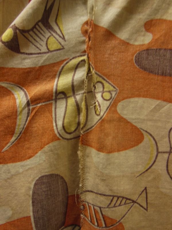 画像16: 1950'S GANTNER ABSTRUCT ATOMIC FISH PRINTED COTTON SHIRT SZ/L 