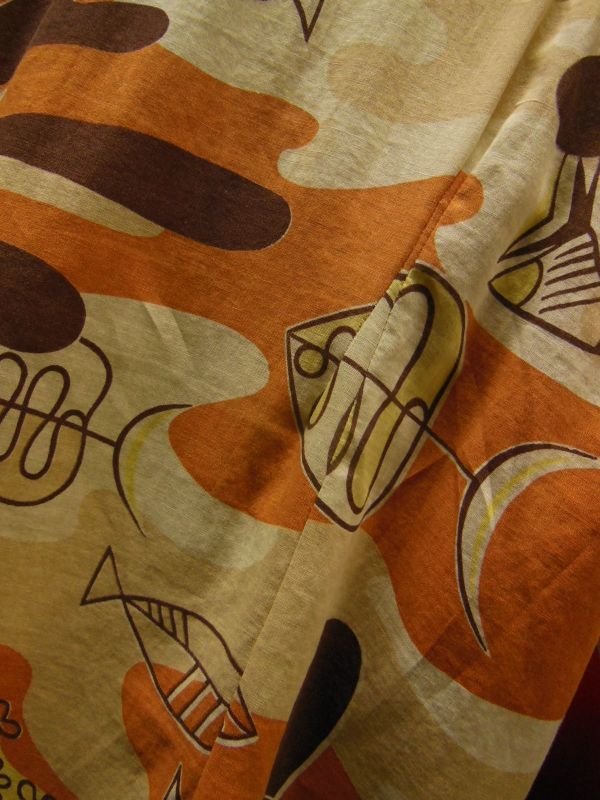 画像13: 1950'S GANTNER ABSTRUCT ATOMIC FISH PRINTED COTTON SHIRT SZ/L 