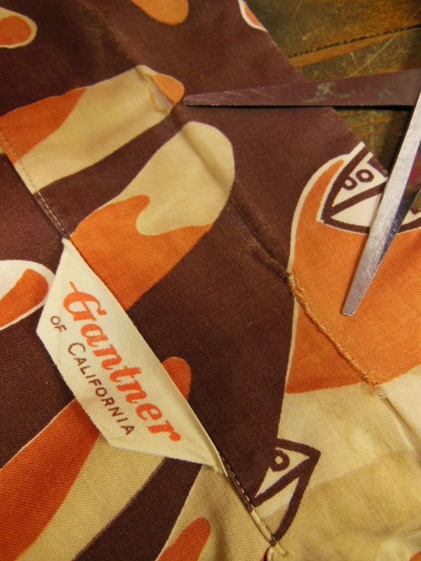 画像12: 1950'S GANTNER ABSTRUCT ATOMIC FISH PRINTED COTTON SHIRT SZ/L 