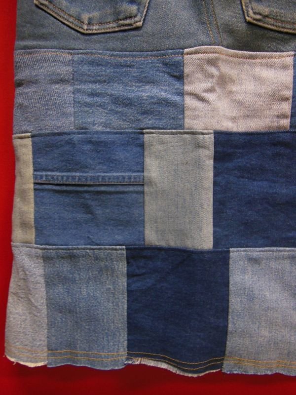 画像6: 80S90S リーバイス US古着リメイクデニムパッチワーク スカート(2)/実寸W30インチ