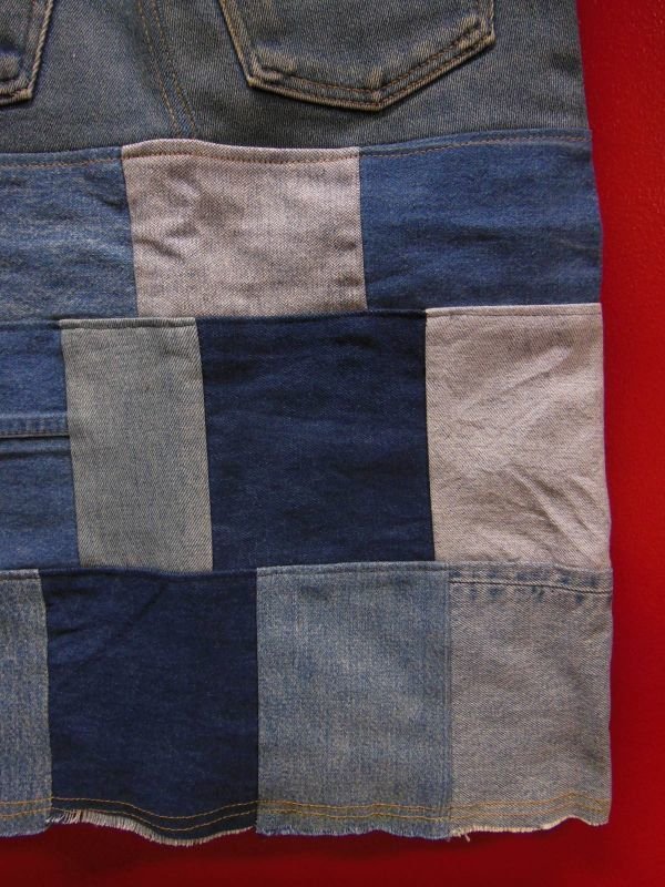 画像7: 80S90S リーバイス US古着リメイクデニムパッチワーク スカート(2)/実寸W30インチ