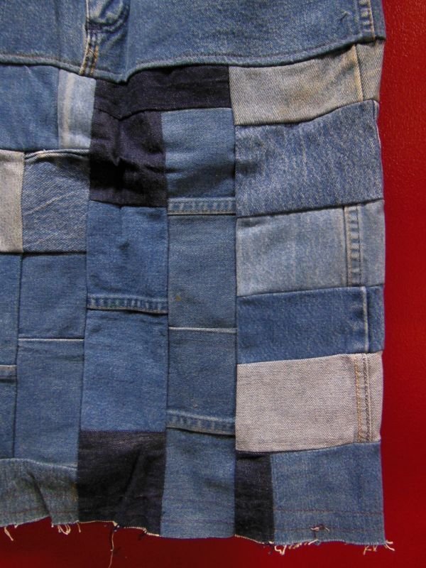 画像5: 80S90S ラングラー13MWZ US古着リメイクデニムパッチワーク スカート(6)/実寸W31インチ