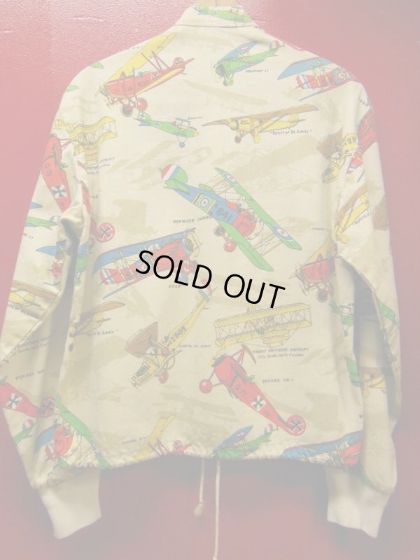 画像5: 1960'S〜 OLD AIRPLANE POPART COTTON JACKET SZ/SMALL/飛行機 総柄 ポップアート プリント
