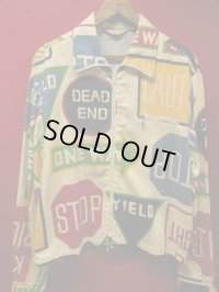 1960'S McGREGOR ROADSIGN POPART PRNIT COTTON JACKET SZ/M