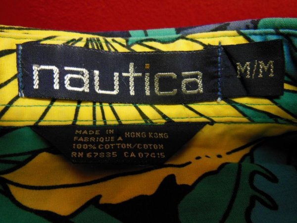 画像6: 90S US古着 NAUTICA 香港製 アロハシャツプリントコットンシャツ/SZ/M
