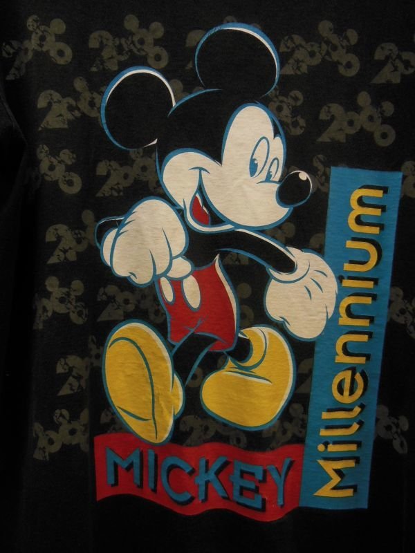 画像3: 90S US古着 ビンテージ米国製大きめ 黒ミッキーTシャツ WOMEN LAND 'N SEA/SZ/14-16