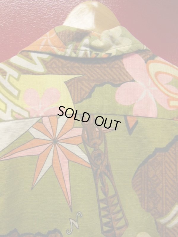 画像4: 60S 米国ハワイ製 ビンテージ LEHUA コットン ポップアート ハワイアン アロハシャツ/Sサイズ US古着