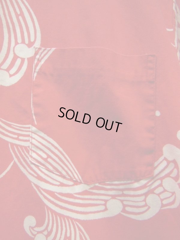 画像6: 60S70S 米国ハワイ製 ビンテージ HAWAIIAN HOLIDAY 赤 和柄 コットン ハワイアン アロハシャツ/L US古着