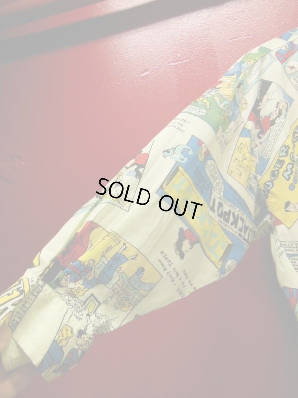 画像8: 70S 80S US古着 Jag　30S40S50Sコミックポップアート総柄プリントシャツ/Sサイズ 