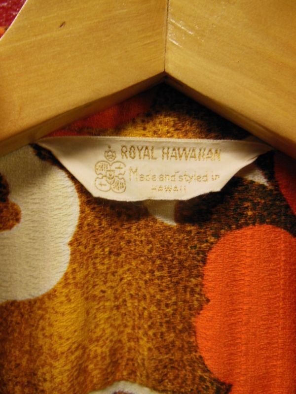画像3: 50S60S 米国ハワイ製 ビンテージ ROYAL HAWAIIANバーククロス コットン ハワイアン アロハシャツ/M US古着