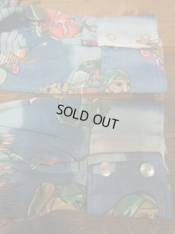 画像7: 70S ビンテージ US古着 SHERRY SU'S ネイティブインディアン柄 ポリシャツ/Lサイズ/ナヴァホ 