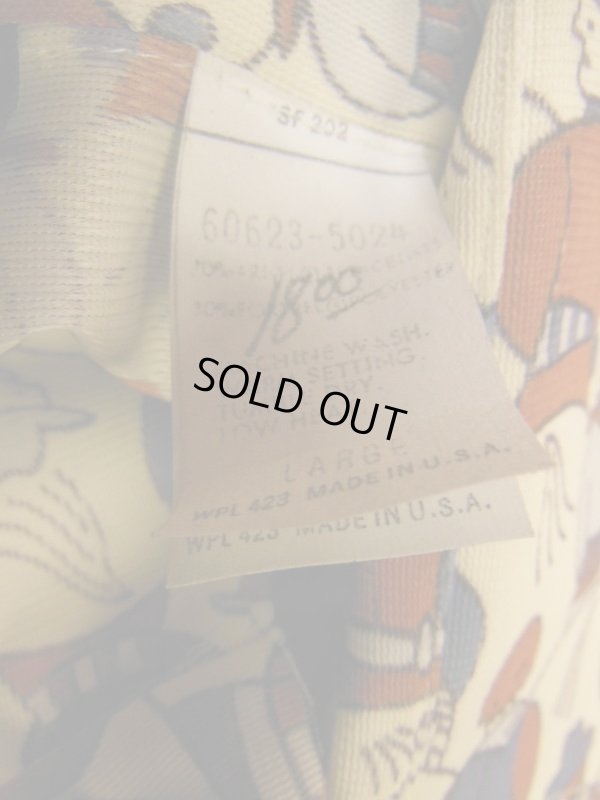 画像8: 70S ビンテージ US古着 LEVI'S リーバイス ポリシャツ カウボーイ後姿総柄プリント/Lサイズ 