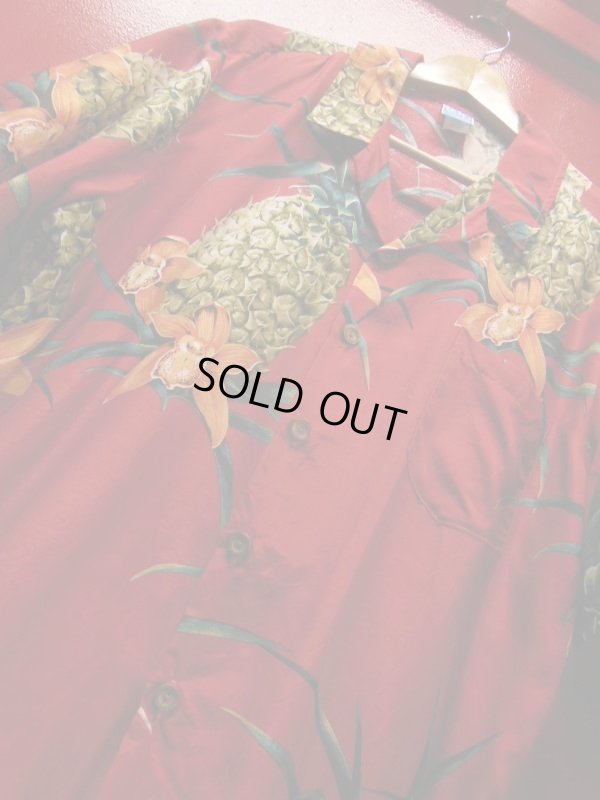 画像9: 70S80S 米国製 ビンテージ OP パイナップル柄 レーヨンハワイアン アロハシャツ/L US古着