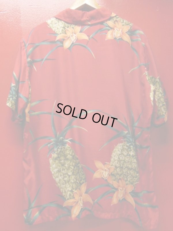 画像5: 70S80S 米国製 ビンテージ OP パイナップル柄 レーヨンハワイアン アロハシャツ/L US古着