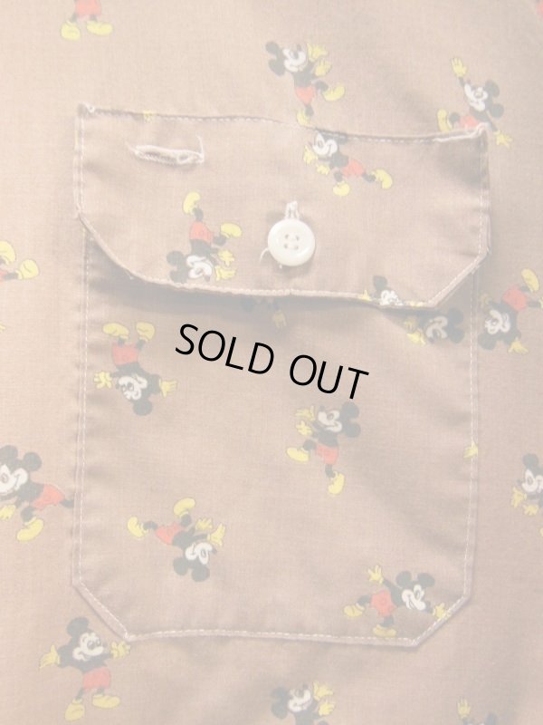 画像8: 60S70S ビンテージ US古着 KENNINGTON ミッキー総柄プリント シャツ/Mサイズ 