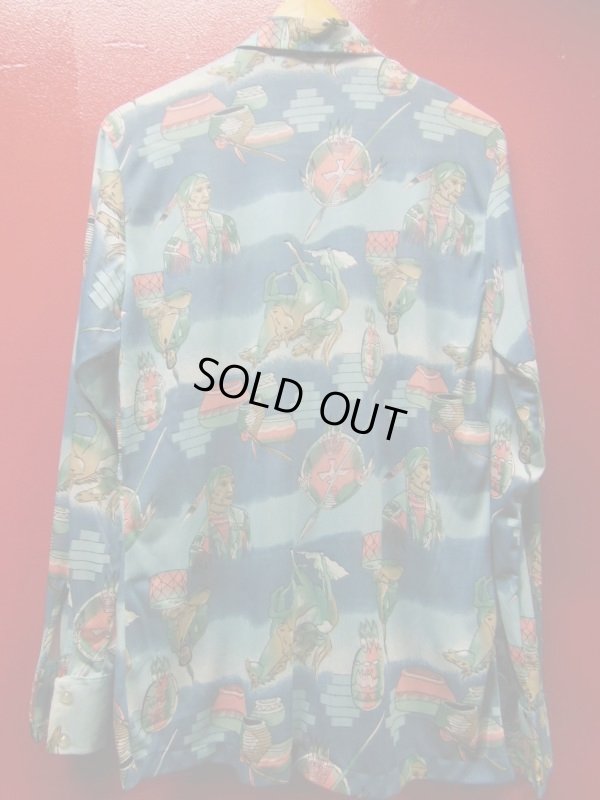 画像5: 70S ビンテージ US古着 SHERRY SU'S ネイティブインディアン柄 ポリシャツ/Lサイズ/ナヴァホ 