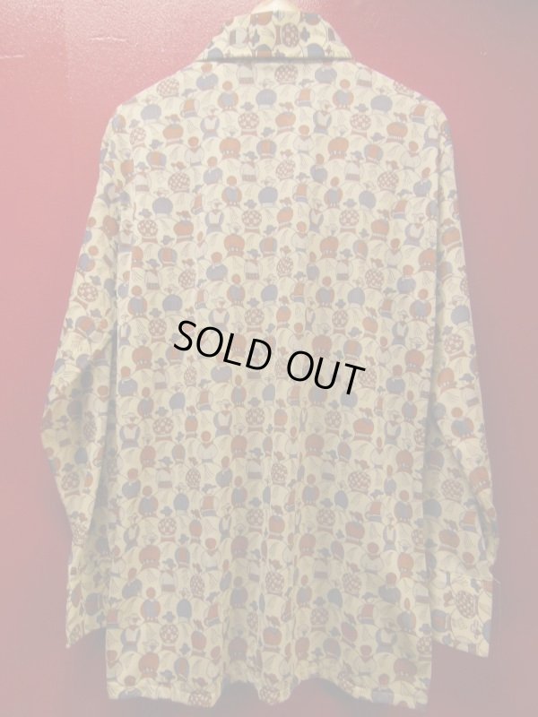 画像4: 70S ビンテージ US古着 LEVI'S リーバイス ポリシャツ カウボーイ後姿総柄プリント/Lサイズ 