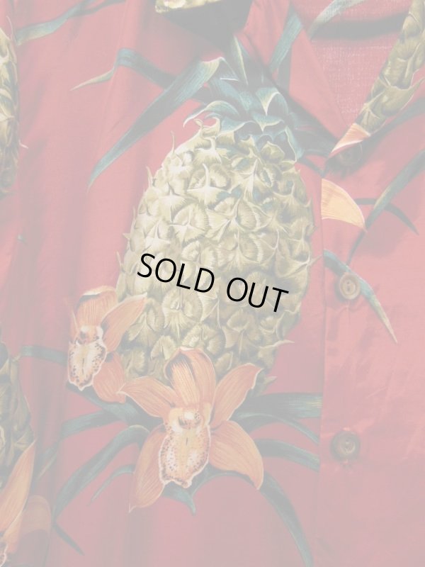 画像6: 70S80S 米国製 ビンテージ OP パイナップル柄 レーヨンハワイアン アロハシャツ/L US古着