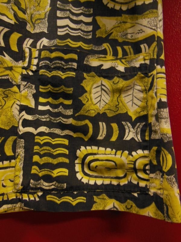画像7: 1950'S JANTZEN ABSTRUCT PRINTED BLACK COTTON HAWAIIAN SHIRT SZ/M