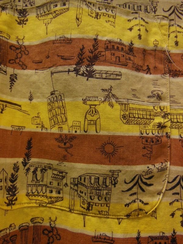 画像6: 1950'S LEISURE CLUB MEXICAN BORDER PRINTED COTTON SHIRT SZ/M