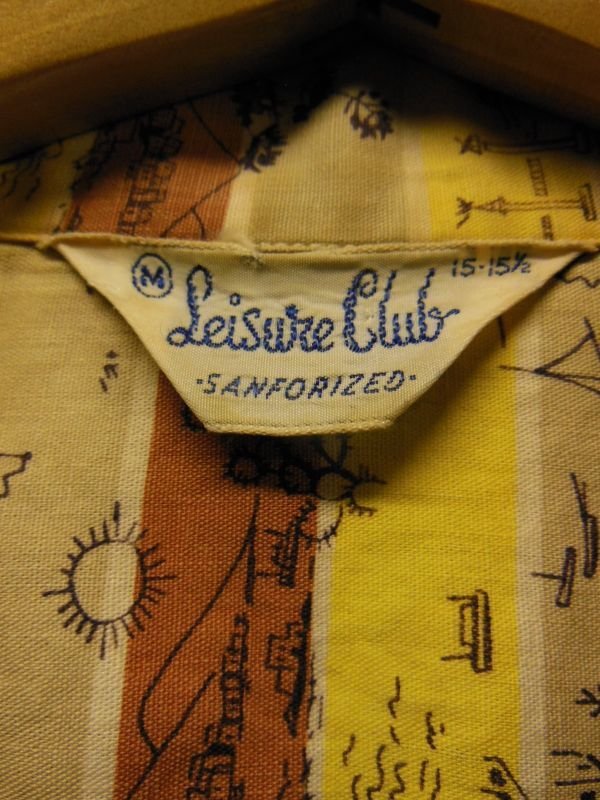 画像3: 1950'S LEISURE CLUB MEXICAN BORDER PRINTED COTTON SHIRT SZ/M