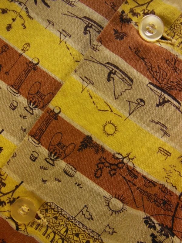 画像7: 1950'S LEISURE CLUB MEXICAN BORDER PRINTED COTTON SHIRT SZ/M