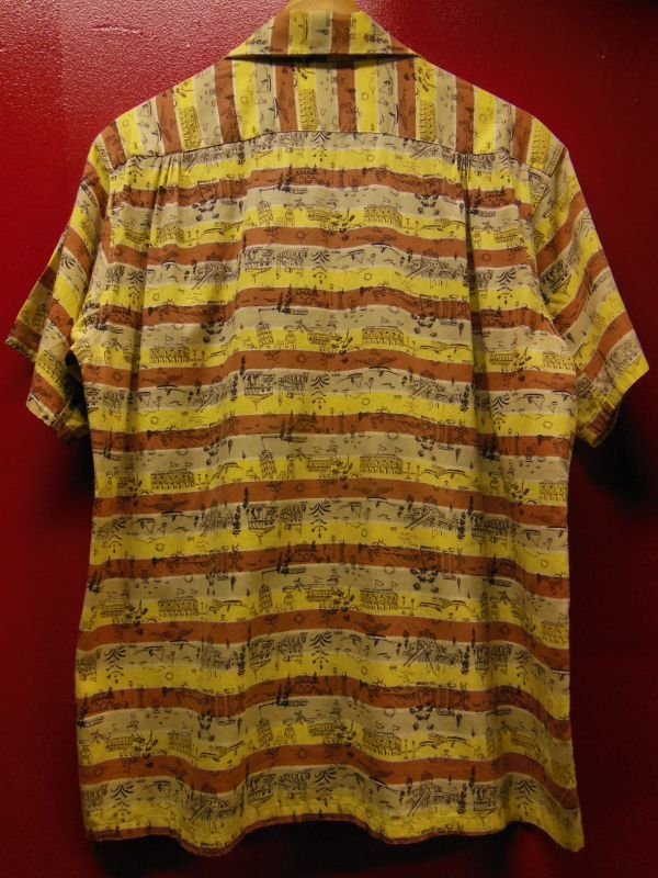 画像5: 1950'S LEISURE CLUB MEXICAN BORDER PRINTED COTTON SHIRT SZ/M