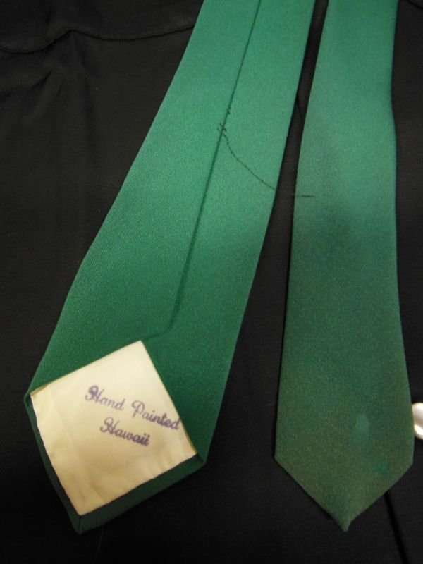 画像8: 1950'S HAWAIIAN HULA GIRL PIN-UP TIE/緑/ハンドペイント ピンナップ ネクタイ/4 