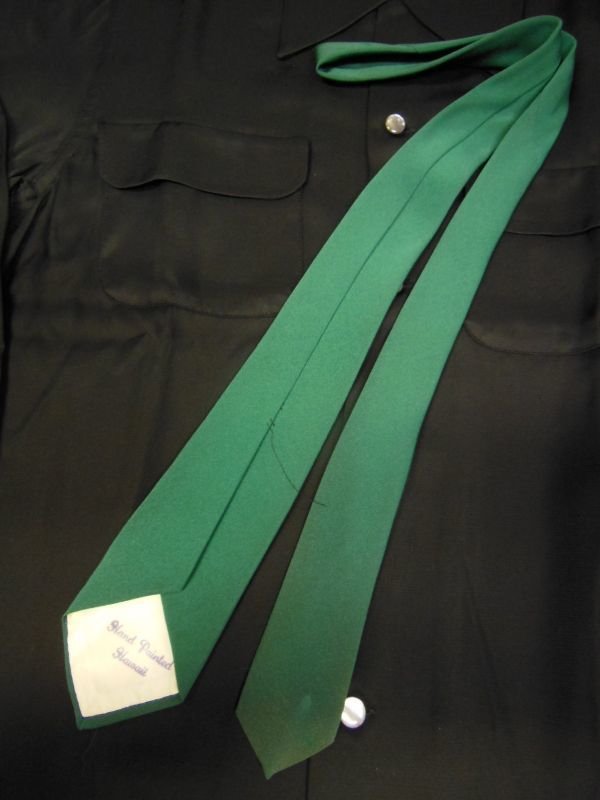 画像7: 1950'S HAWAIIAN HULA GIRL PIN-UP TIE/緑/ハンドペイント ピンナップ ネクタイ/4 