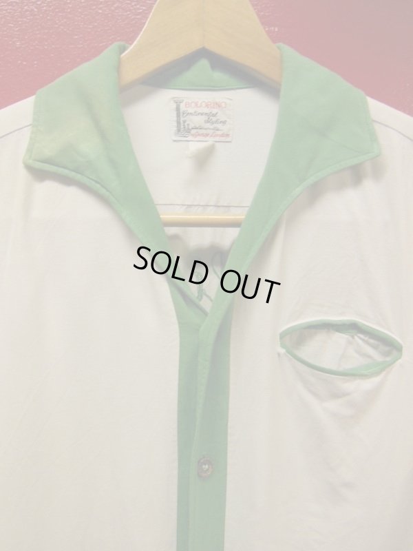 画像4: 1950'S BOLORINO EMBROIDERED TWO TONE RAYON BOWLING SHIRT SZ/M 
